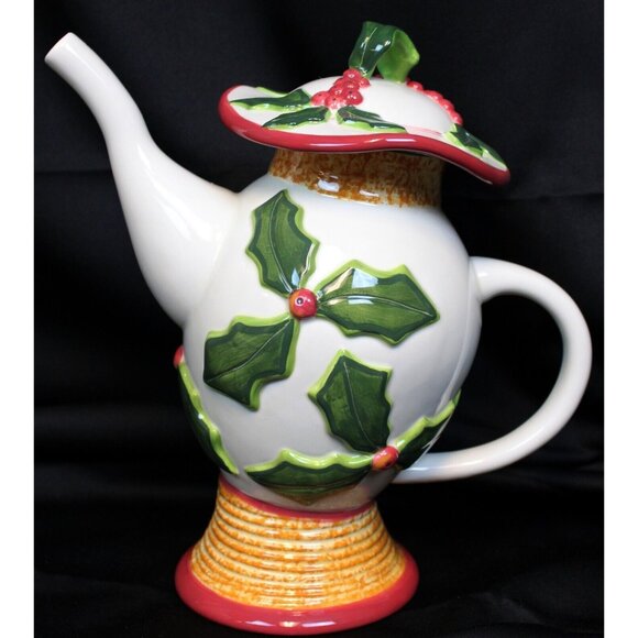 Southern Living Home Very Merry Teapot #40022 Ceramic Christmas Holiday Whimsy - Picture 2 of 11
